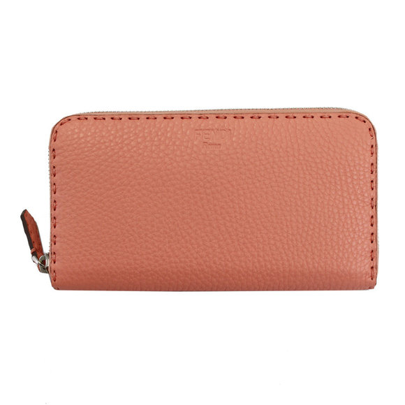 Fendi Pink Long Wallet Zip Leather Selleria - Picture 1 of 4